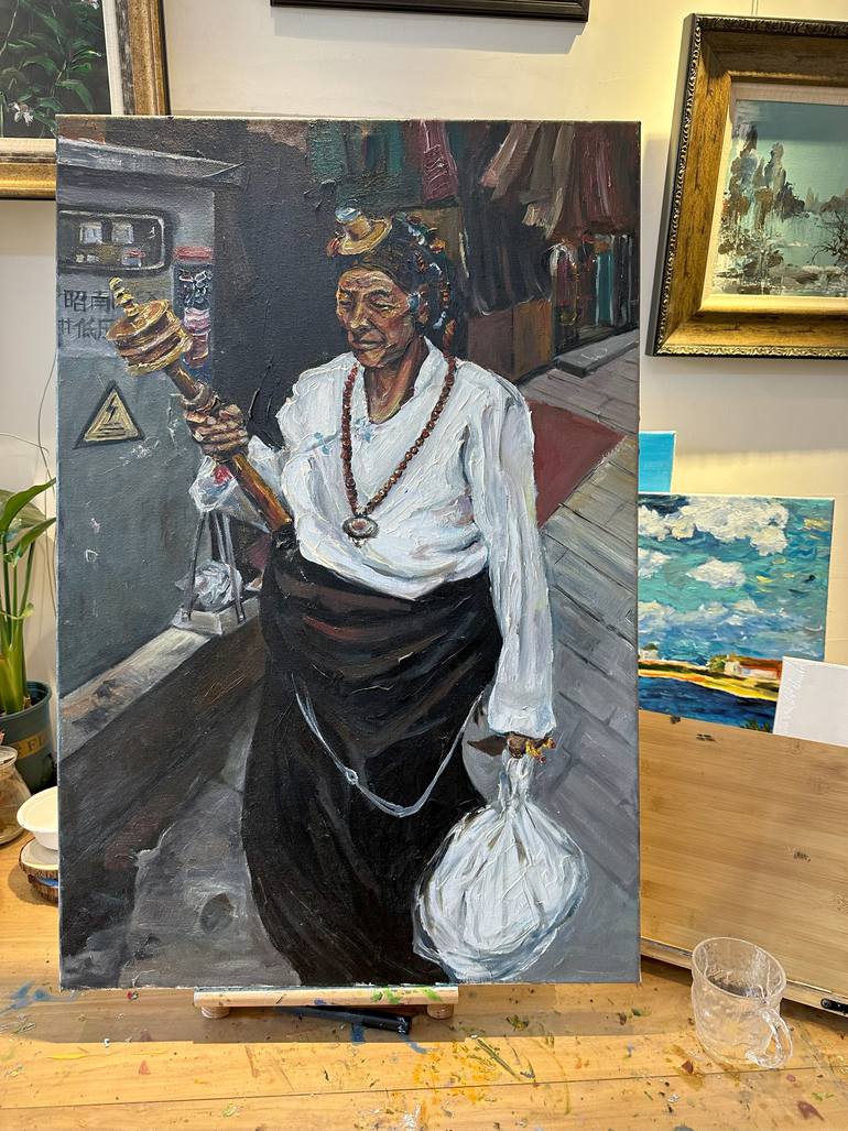 Original Expressionism Religion Painting by Qiuzi Zhang