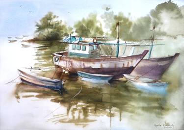 Original Boat Paintings by Deepika Ramshetty