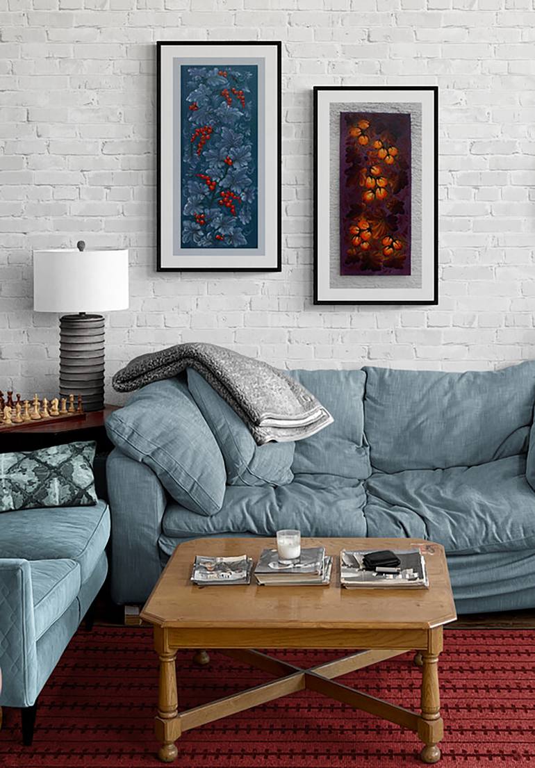 Original Art Nouveau Floral Painting by Olga Gera
