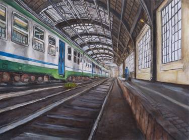 Original Expressionism Train Paintings by Américo de Carvalho e Sousa