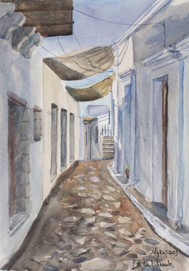 Streets of Skyros in sporades islands, Greece thumb