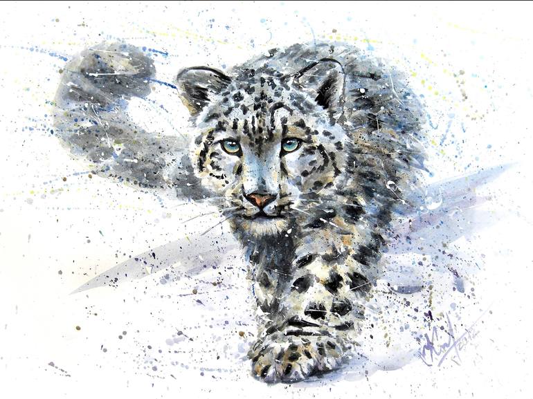 Snow Leopard Watercolor Painting - How to Paint Animals \ Speed
