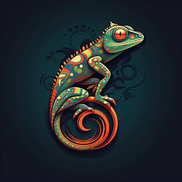 Colorful Gecko Digital Art Design thumb