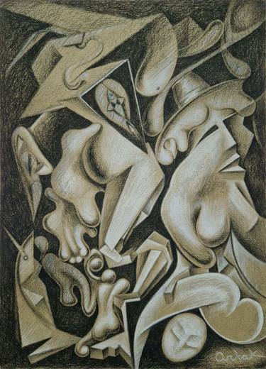 Print of Cubism Abstract Paintings by Arbak Ghukasyan