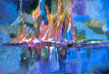 Red Sky at Night - Abstract in Blue and Pink thumb