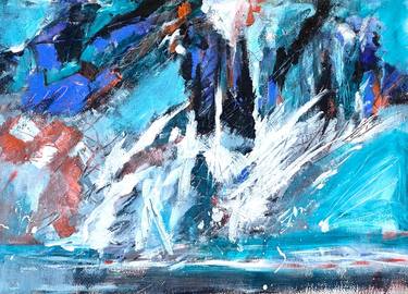 Blue Landing - Abstract in Blue and White thumb