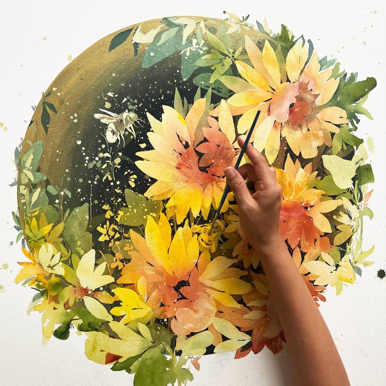Original Floral Painting by Ingrid Sanchez