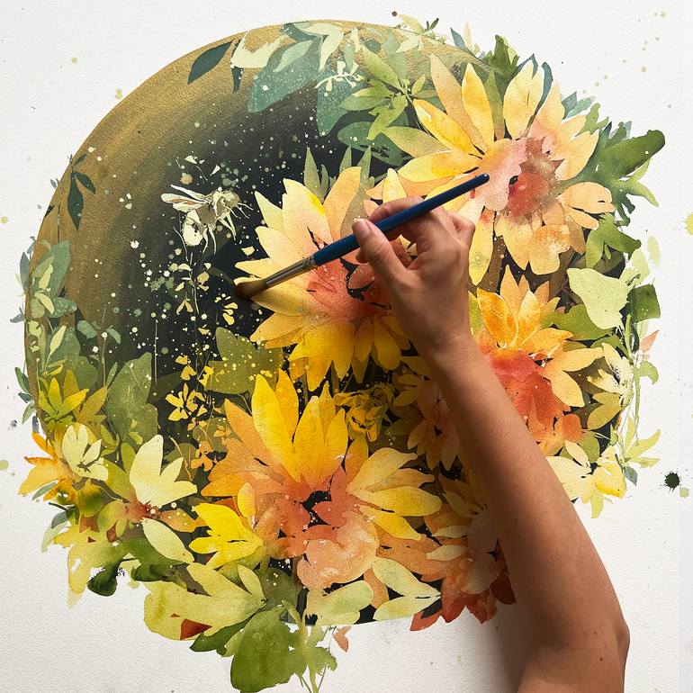 Original Abstract Floral Painting by Ingrid Sanchez