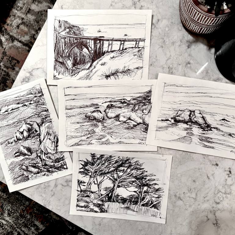 Original Illustration Seascape Drawing by Lane Aday Art