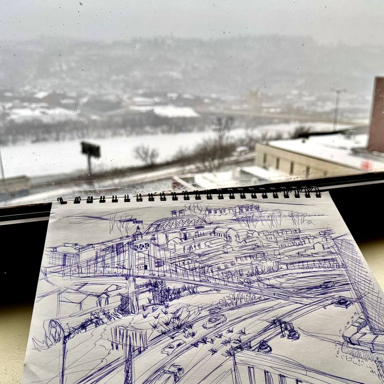 Original Realism Cities Drawing by Lane Aday Art