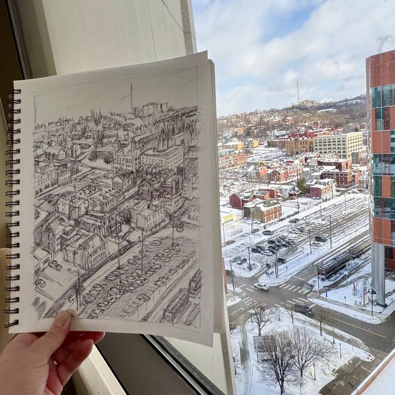 Original Realism Cities Drawing by Lane Aday Art