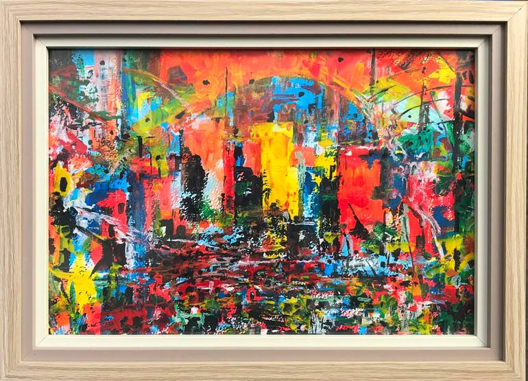 Original Abstract Painting by Vagharshak Abrahamyan | Abstract Art on Paper | Tender, Tender Nightmare of the Big City