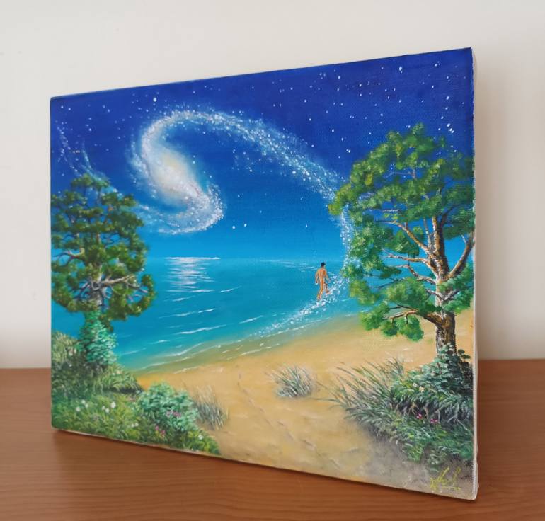Original Surrealism Seascape Painting by Larisa Leontjeva
