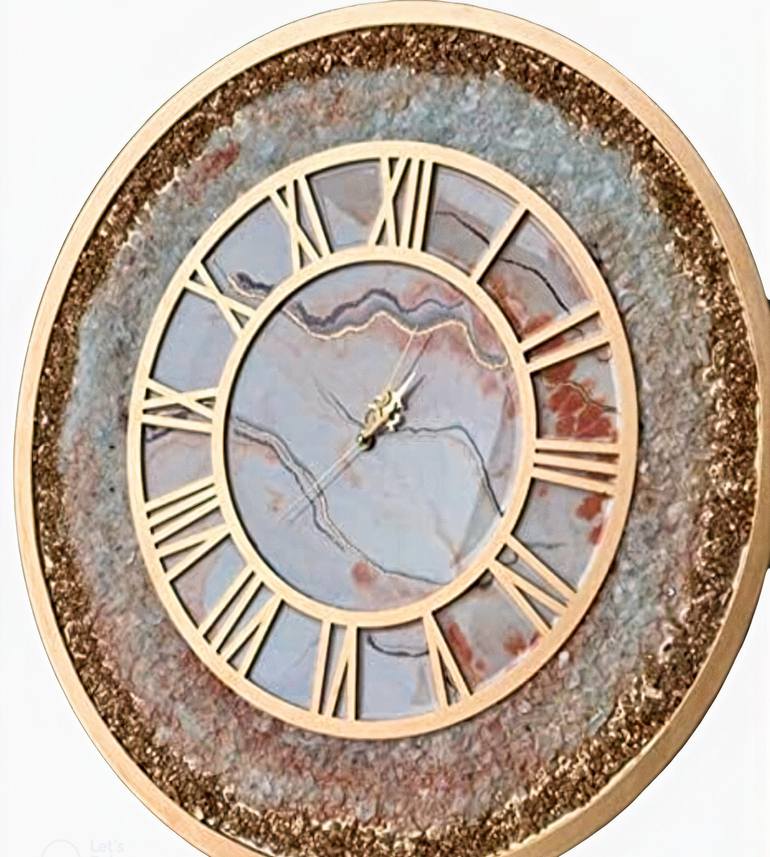 A3D Art and Craft , handcrafted beautiful  golden wall clock - Print