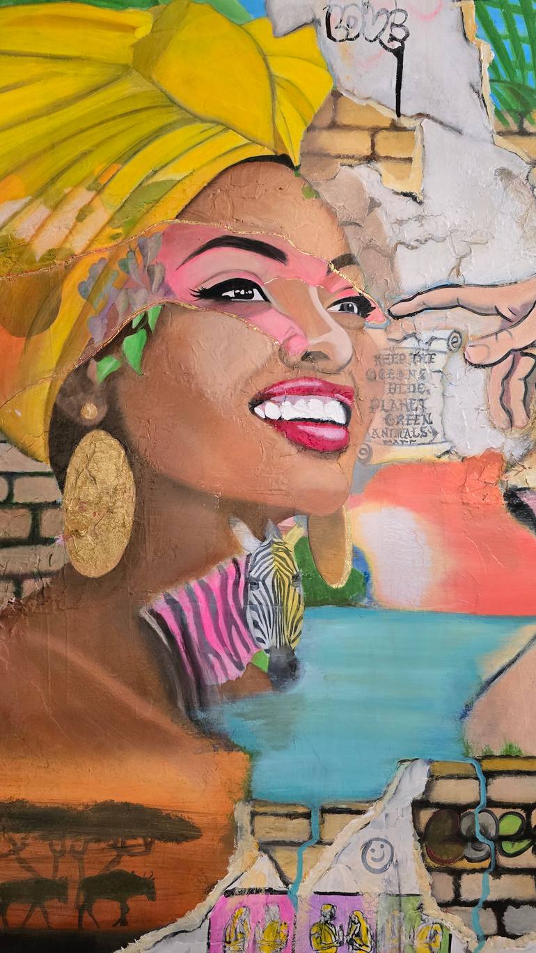 Original Street Art Women Mixed Media by Cezar Lungu