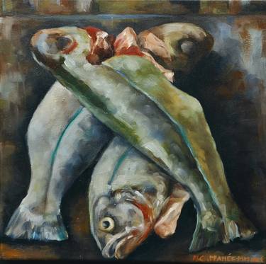 Print of Fish Paintings by Mireille Mannee