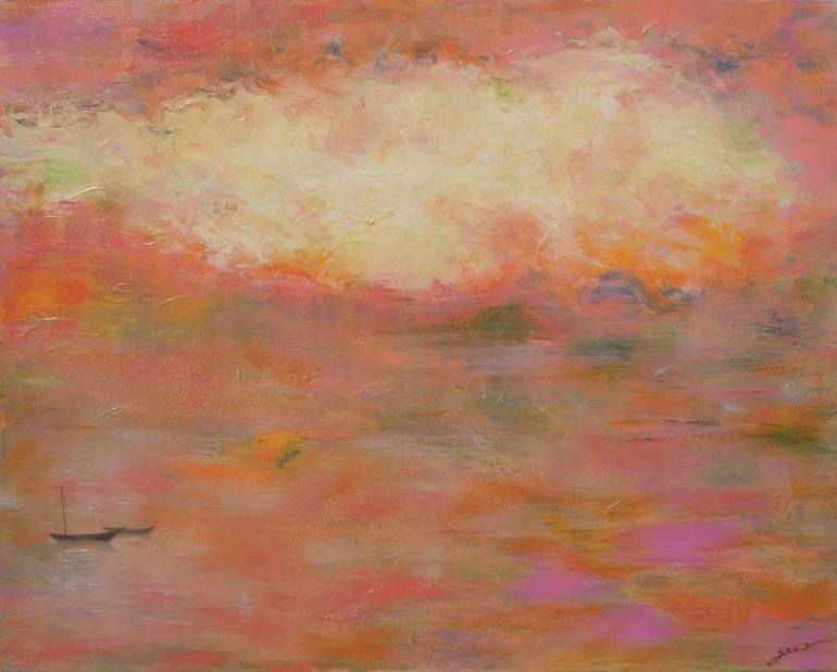 Original Seascape Painting by E-eun Seo | Abstract Art on Canvas | set your heart on the island