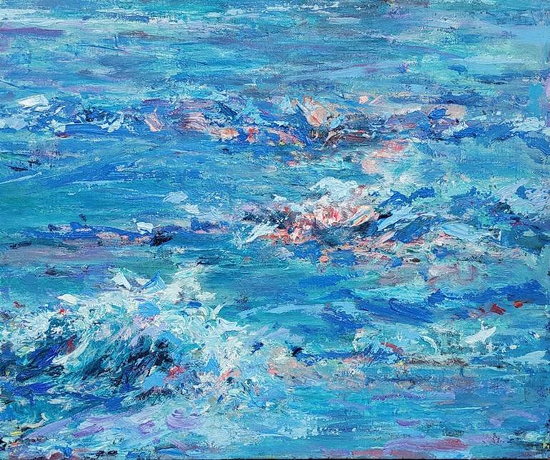 Original Seascape Painting by E-eun Seo | Abstract Art on Canvas | set your heart on the island