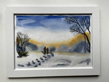 Winter sunset. watercolour thumb