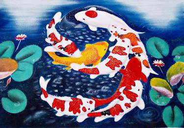 Lucky koi fish painting - Anita - Paintings & Prints, Animals, Birds, & Fish,  Aquatic Life, Fish, Freshwater Fish - ArtPal