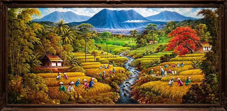 Feng Shui Harvest Painting with Stunning Landscape Painting by