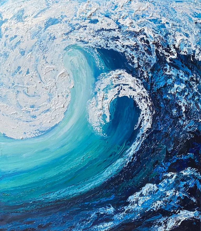 Original Abstract Expressionism Beach Painting by Reggy Renaldi