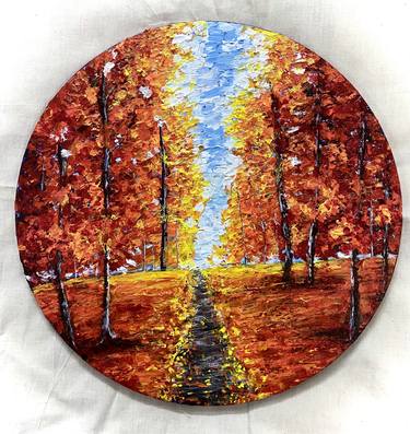 Bold Autumn Hues Palette Knife Painting thumb