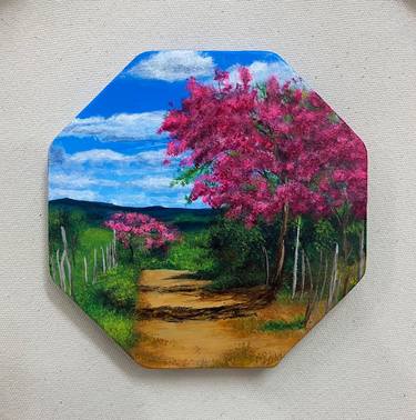 Countryside Landscape on Octagon Canvas thumb