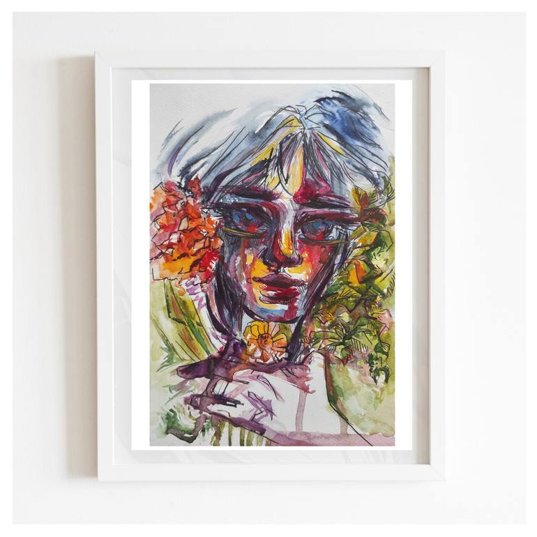 Original Abstract Portrait Painting by Halyna Yeremiichuk