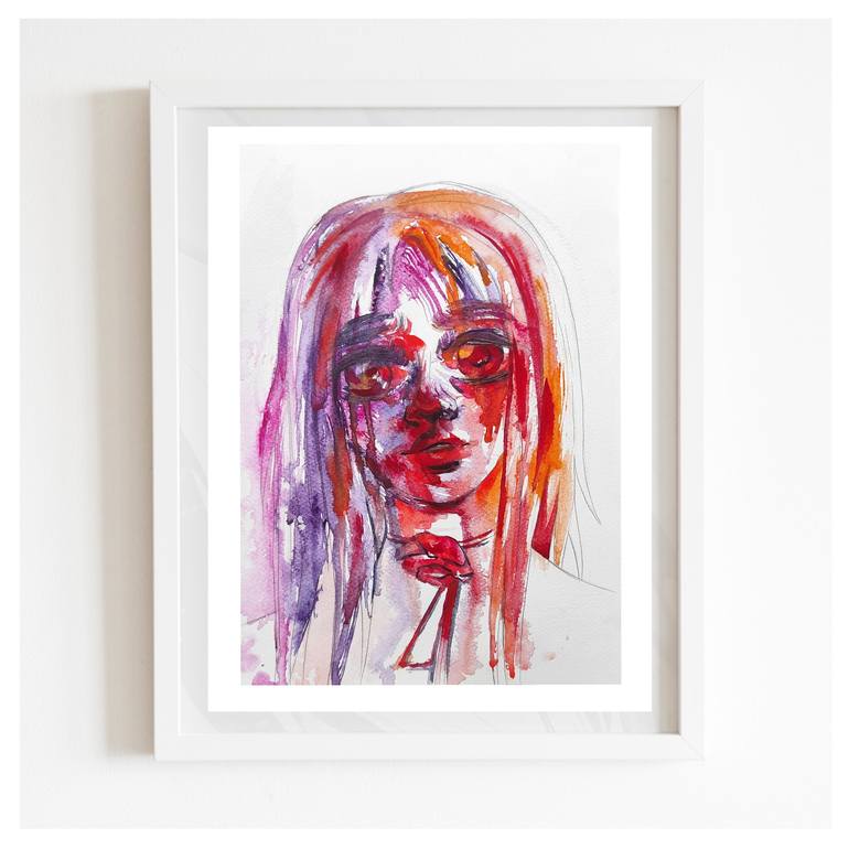 Original Abstract Portrait Painting by Halyna Yeremiichuk