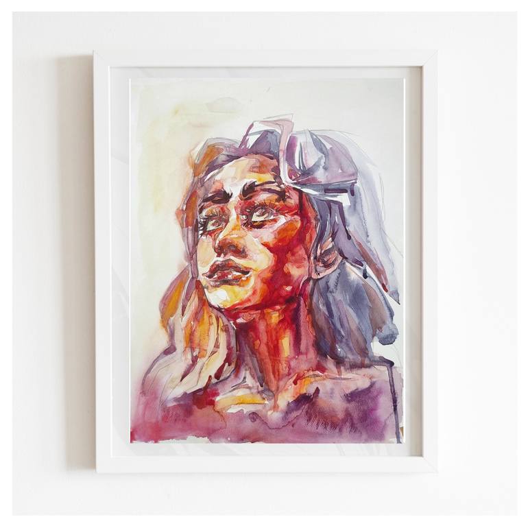 Original Abstract Portrait Painting by Halyna Yeremiichuk
