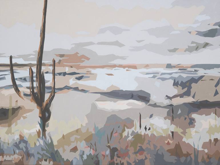 Original Landscape Painting by Holly Boruck  Color Field Painting Art on Canvas  Far  Away