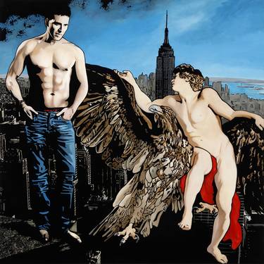 Original Pop Art Love Painting by Denis Mikhaylov