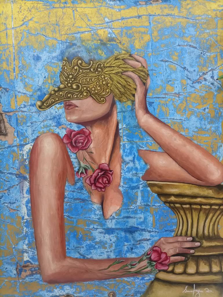 Original Art Deco Women Painting by Sana Nezam