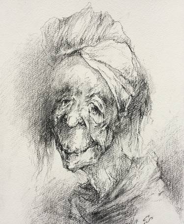 Original Expressionism Portrait Drawings by Claude SERPAGGI