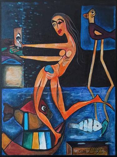 Original Cubism Abstract Paintings by Ljiljana Lilly Visnjic-Mlinarevic