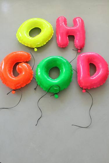 "OH GOD" Ceramic Balloon Installation "SOLD" thumb