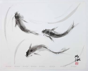 Original Minimalism Fish Paintings by Yasa MT