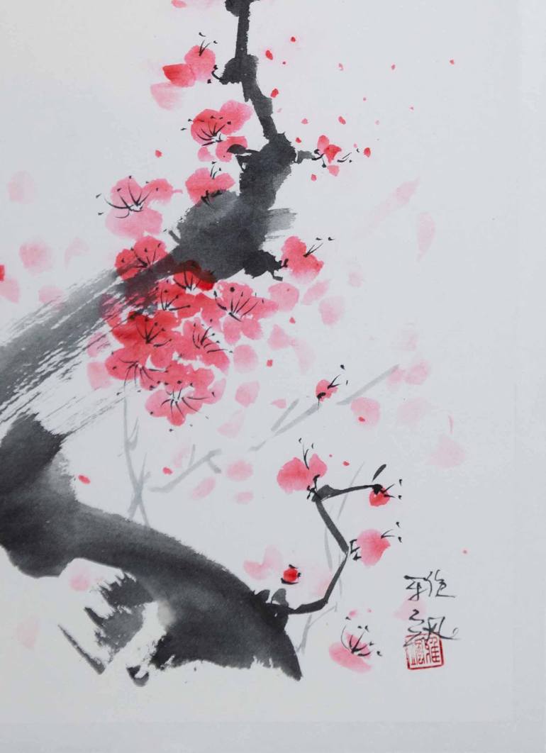 Original Minimalism Floral Painting by Yasa Mt