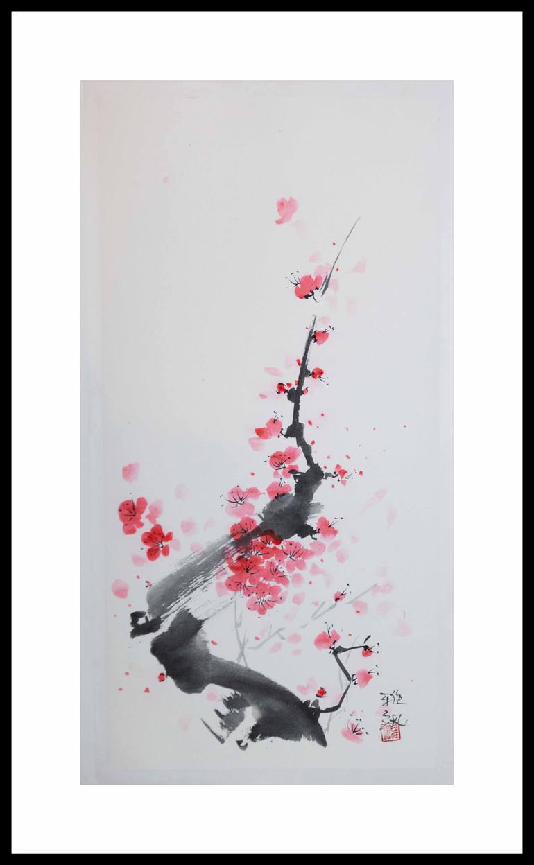 Original Minimalism Floral Painting by Yasa Mt