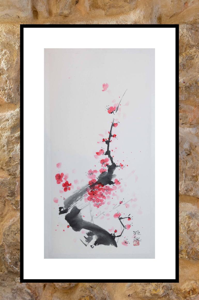 Original Minimalism Floral Painting by Yasa Mt
