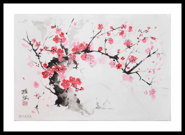 Original Minimalism Floral Painting by Yasa MT