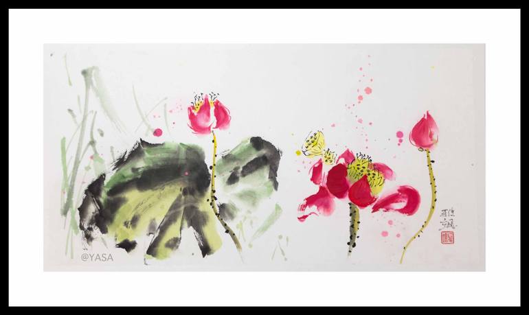 Original Minimalism Floral Painting by Yasa Mt