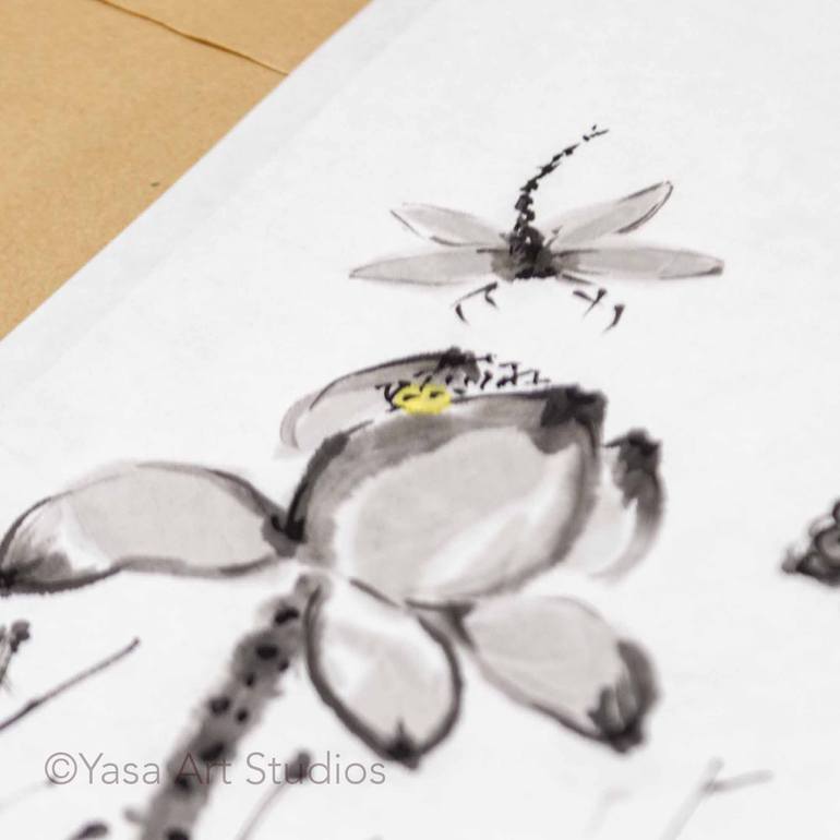 Original Minimalism Floral Painting by Yasa Mt