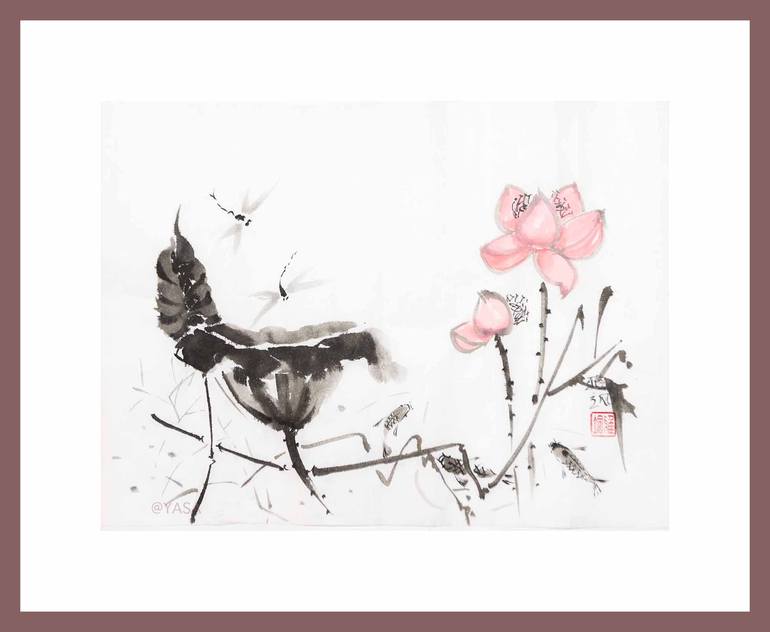 Original Minimalism Floral Painting by Yasa Mt
