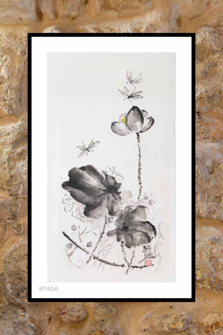 Original Minimalism Floral Painting by Yasa Mt