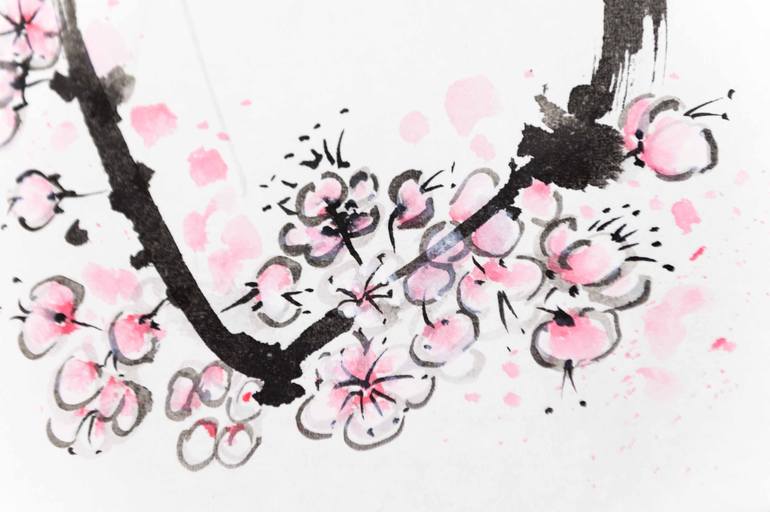 Original Minimalism Floral Painting by Yasa Mt