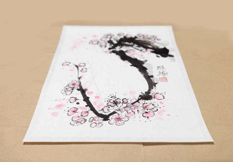 Original Minimalism Floral Painting by Yasa Mt