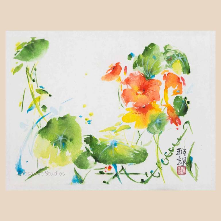 Original Impressionism Floral Painting by Yasa Mt