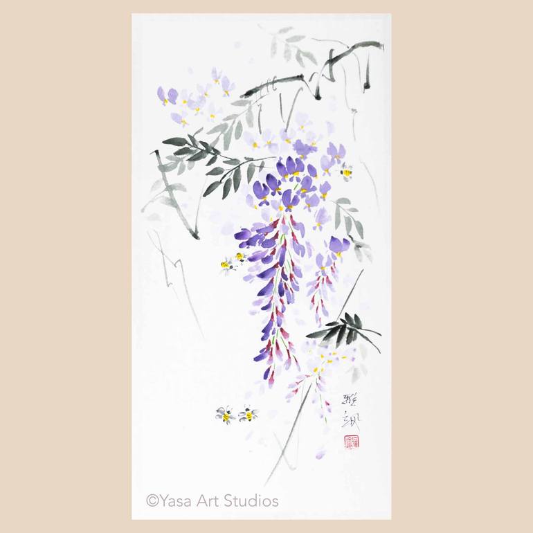 Original Minimalism Floral Painting by Yasa Mt